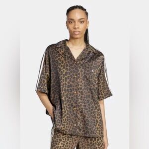 Adidas Leopard Button Down Satin Shirt